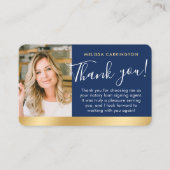 公証人パブリックサンキューフォトネイビーDark Blue金ゴールド 名刺 (正面)