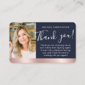 公証人パブリックサンキューフォトバラ金ゴールドネイビーブルー 名刺 (正面)