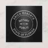 公証人パブリックスタンプブラックエレガントメタリック スクエア名刺 (正面)