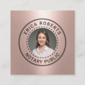 公証人パブリックスタンプモダンバラ金ゴールド写真 スクエア名刺 (正面)