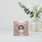 公証人パブリックスタンプモダンバラ金ゴールド写真 スクエア名刺 (スタンド正面)