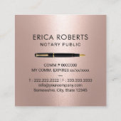 公証人パブリックスタンプモダンバラ金ゴールド写真 スクエア名刺 (裏面)