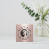 公証人パブリックスタンプモダンバラ金ゴールド写真 スクエア名刺 (スタンド正面)