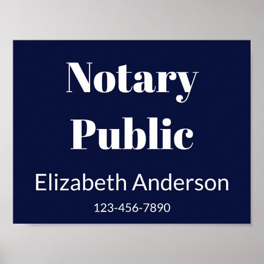 公証人パブリックブルー名電話番号ウィンドウの署名 ポスター (正面)