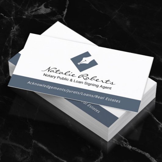 公証人パブリックペンロゴローンの署名エージェントブルー 名刺