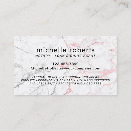 公証人パブリックマーブルバラ金ゴールド3Dタイポグラフィ 名刺 (裏面)