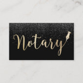 公証人パブリック金ゴールドタイポグラフィブラックグリッター 名刺 (正面)