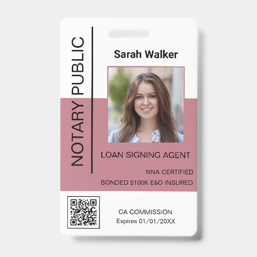 公証人パブリックID会社員ほこりっぽいピンク バッジ (正面)