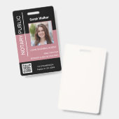 公証人パブリックID会社員ブラックほこりっぽいピンク バッジ (正面＆裏面)