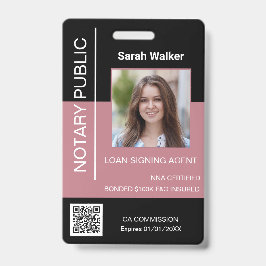 公証人パブリックID会社員ブラックほこりっぽいピンク バッジ