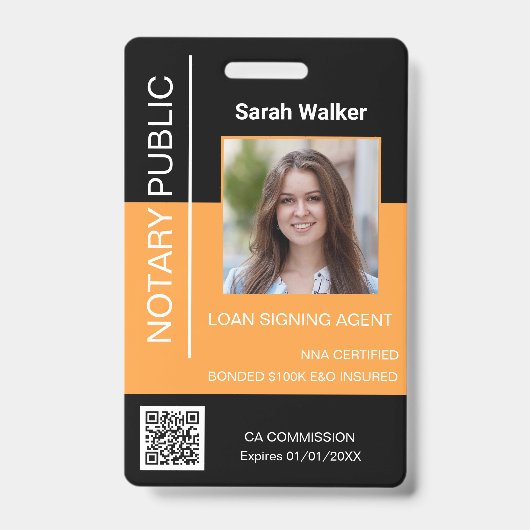 公証人パブリックID会社員ブラックイエロー バッジ (正面)