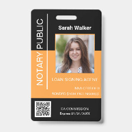 公証人パブリックID会社員ブラックイエロー バッジ