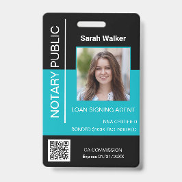 公証人パブリックID会社員ブラックターコイズ バッジ