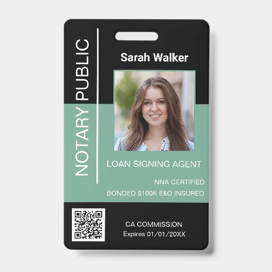 公証人パブリックID会社員ブラックミント バッジ (正面)