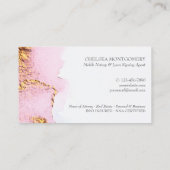 公証人ピンクの水彩画と金ゴールド書 名刺 (裏面)