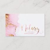 公証人ピンクの水彩画と金ゴールド書 名刺 (正面)
