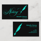 公証人フェザー貸し付けターコイズ業 名刺 (正面/裏面)