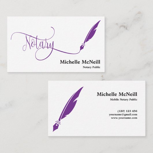 公証人フェザー貸し付けターコイズ業 名刺 (正面/裏面)