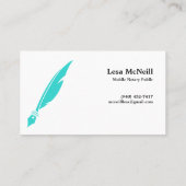 公証人フェザー貸し付け署名ターコイズ 名刺 (裏面)