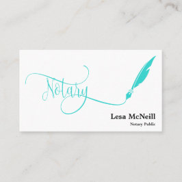 公証人フェザー貸し付け署名ターコイズ 名刺