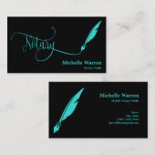 公証人フェザー貸し付け署名ターコイズ 名刺 (正面/裏面)