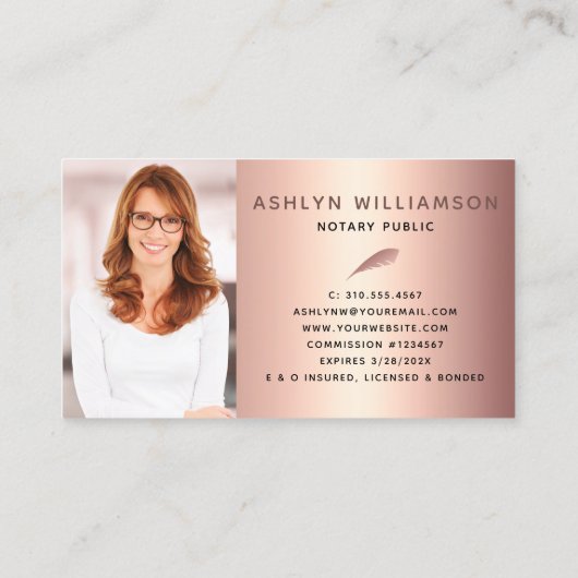 公証人ブラックピンクグリッター写真ローンのエージェントスクリプト 名刺 (裏面)