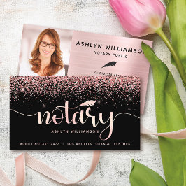 公証人ブラックピンクグリッター写真ローン署名業者 名刺
