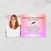 公証人ブラックピンクパープルグリッターローンのエージェントの写真 名刺 (裏面)