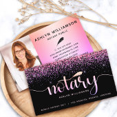 公証人ブラックピンクパープルグリッターローンのエージェントの写真 名刺