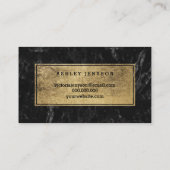 公証人ブローカー金ゴールドタイポグラフィ黒大理石 名刺 (裏面)