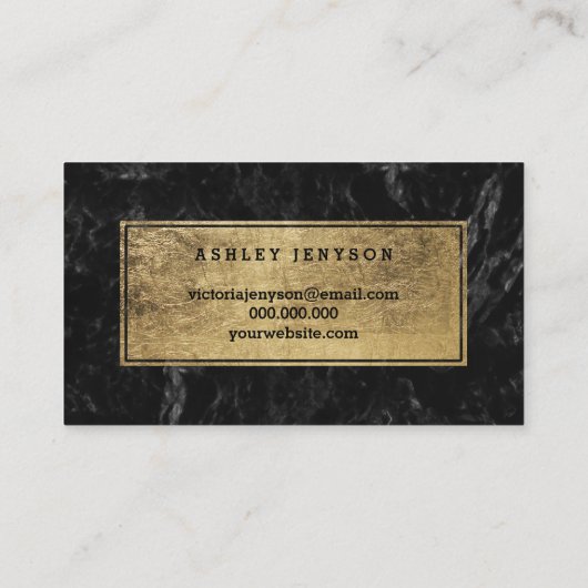 公証人ブローカー金ゴールドタイポグラフィ黒大理石 名刺 (裏面)