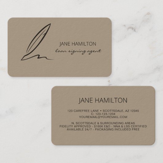 公証人プロフェッショナル貸付け署名代理人 名刺 (正面/裏面)