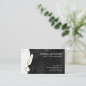 公証人ペンのインク大理石と金ゴールド 名刺 (スタンド正面)