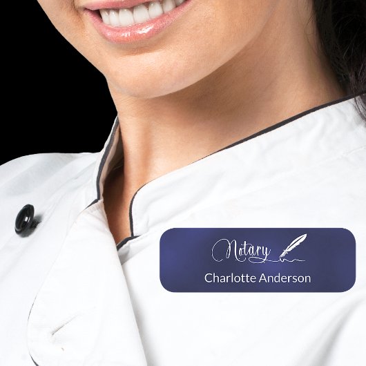 公証人ペンスクリプトネイビーブルーエレガントホワイト 名札