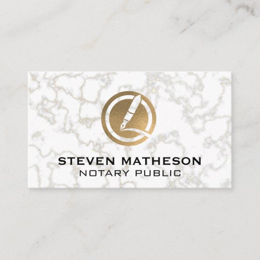 公証人ペン |金箔大理石 名刺 (正面)