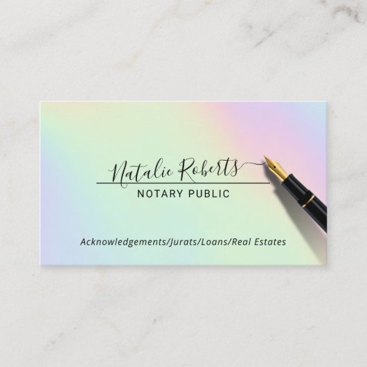 公証人ミニマリストスクリプト署名ホログラフィック 名刺 (正面)
