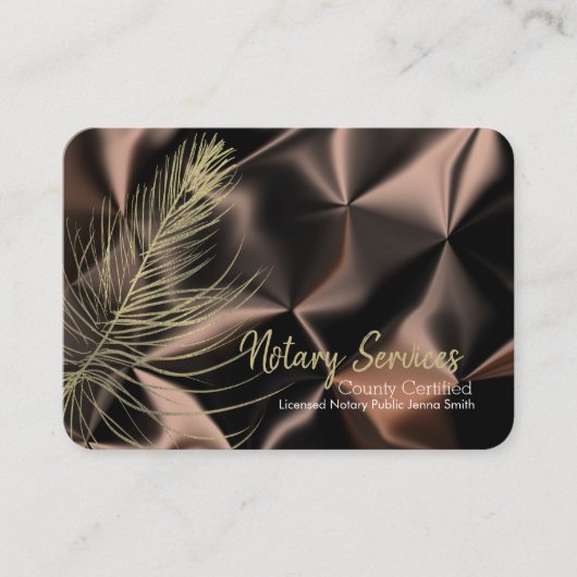 公証人モダンサービス金ゴールド茶色パターン 名刺 (正面)