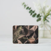 公証人モダンサービス金ゴールド茶色パターン 名刺 (スタンド正面)