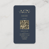 公証人モダンダークブルー金ゴールドクイルモノグラム 名刺 (裏面)