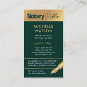 公証人モダンパブリックフォトグリーン&金ゴールド 名刺 (裏面)