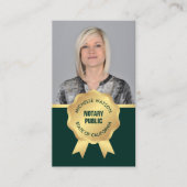 公証人モダンパブリックフォトグリーン&金ゴールド 名刺 (正面)