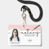 公証人モダンローンの署名エージェントの写真 バッジ (Front with Lanyard)