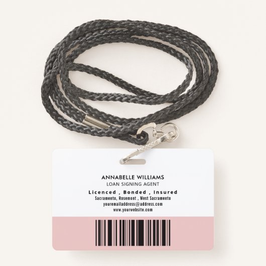 公証人モダンローンの署名エージェントの写真 バッジ (裏面ランヤード)