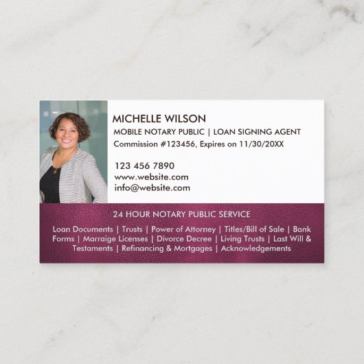 公証人モダン公債の署名エージェントの写真 名刺 (裏面)