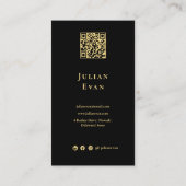 公証人モダン公債署名業者ブラック金ゴールド 名刺 (裏面)