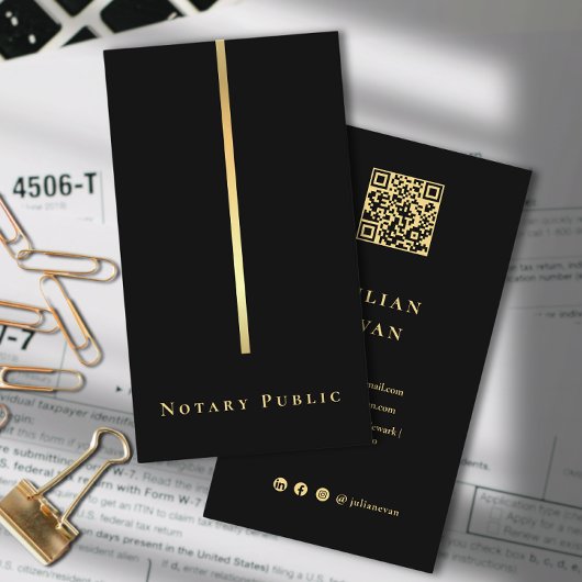 公証人モダン公債署名業者ブラック金ゴールド 名刺