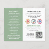 公証人モダン公開ありがとう写真QRコードグリーン チラシ (裏面)