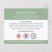 公証人モダン公開ありがとう写真QRコードグリーン チラシ (裏面)