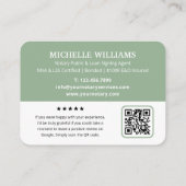 公証人モダン公開ありがとう写真QRコードグリーン 名刺 (裏面)