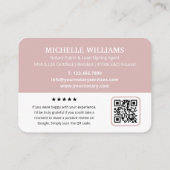 公証人モダン公開ありがとう写真QRコードピンク 名刺 (裏面)